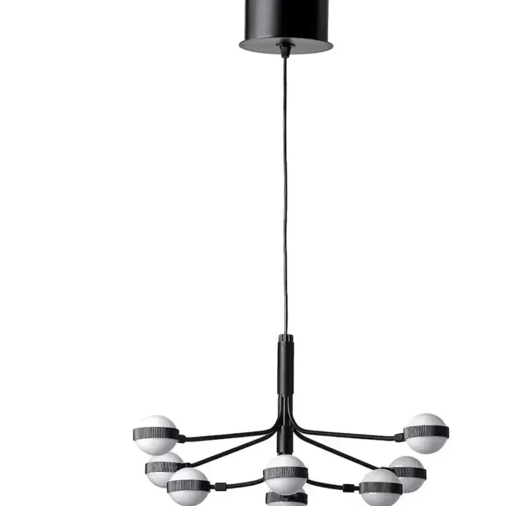 Ikea Storslinga LED Chandelier 8 Arm Ball Light Modern Fixture Black White New